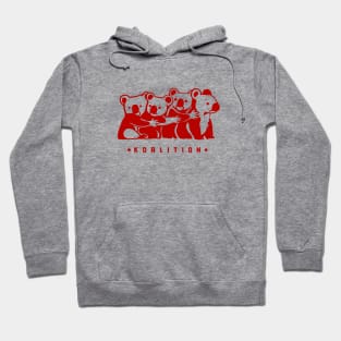 Funny coalition pun. Bunch of cute koalas in minimal style in red ink Hoodie